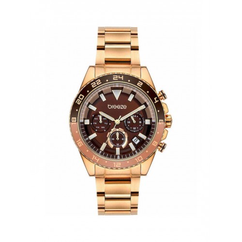 BREEZE Defacto Dual Time rose gold stainless steel bracelet 212331.6