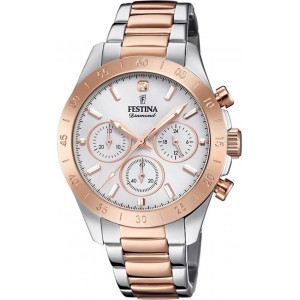 FESTINA Boyfriend Chronograph Rose Gold - Silver Stainless Steel Bracelet F203981