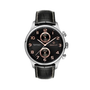 GANT Southampton Multifunction Silver Steel Black Leather Strap G175007