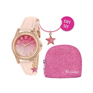 Tikkers Girls Pink Glitter Star Strap SET Watch ATK1062