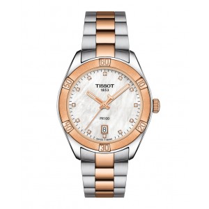 TISSOT PR100 Lady Diamonds Two Tone Stainless Steel Bracelet T1019102211600