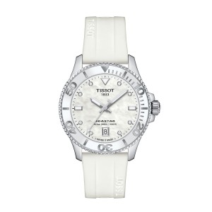 TISSOT Seastar 1000 Diamonds White Rubber Strap T1202101711600