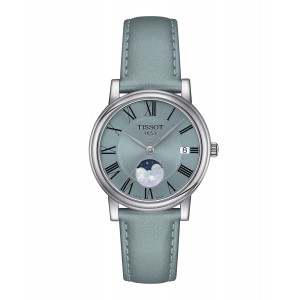 TISSOT Carson Premium Lady Moonphase Light Blue Leather Strap  T1222231635300