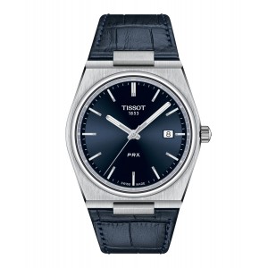 TISSOT PRX Blue Leather Strap T1374101604100