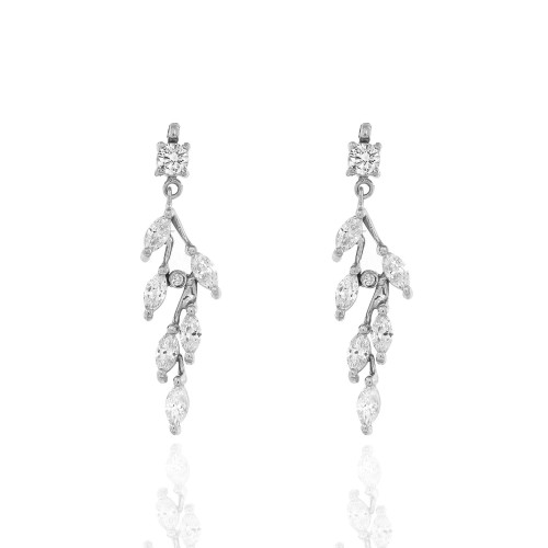 Σκουλαρίκια λευκόχρυσα φύλλα 