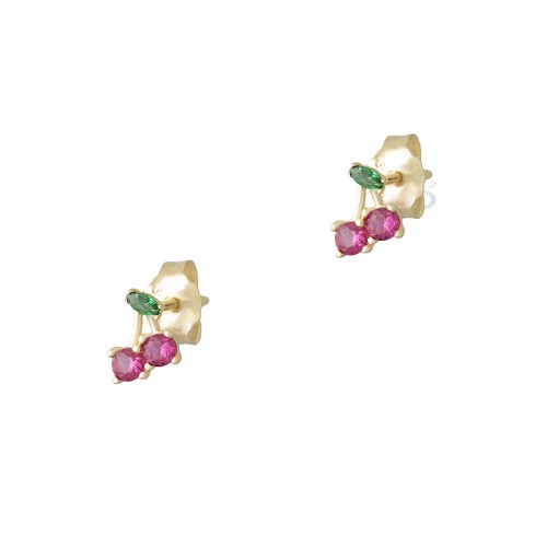 Σκουλαρίκια Χρυσά με κεράσια