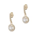 Σκουλαρίκια Χρυσά Κρεμαστά Ροζέτες  